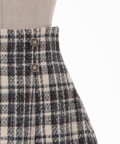 Fleece-Lined Check Tuck Mini Skirt