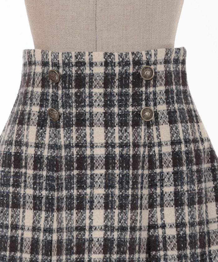 Fleece-Lined Check Tuck Mini Skirt