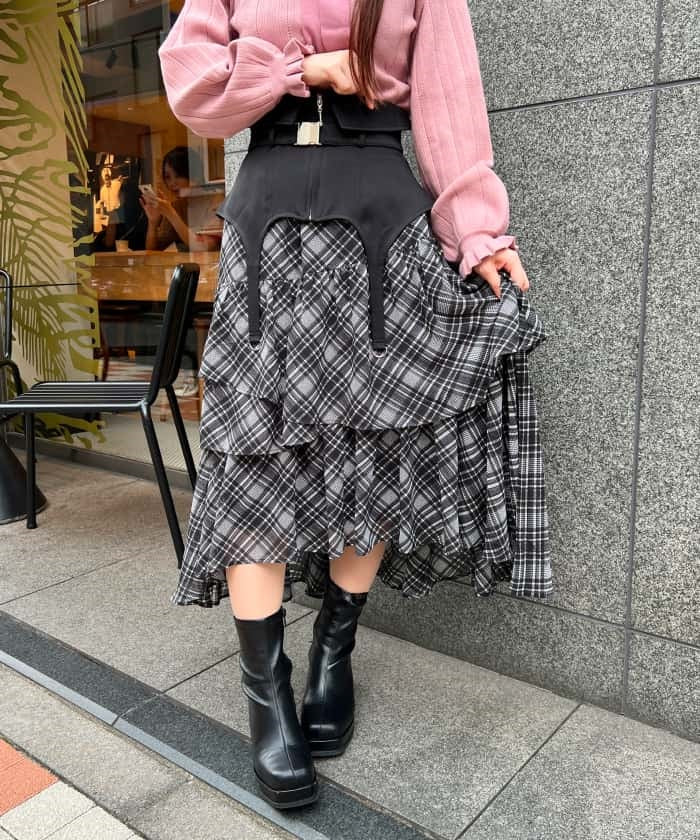 Asymmetric Frill Skirt With Corset