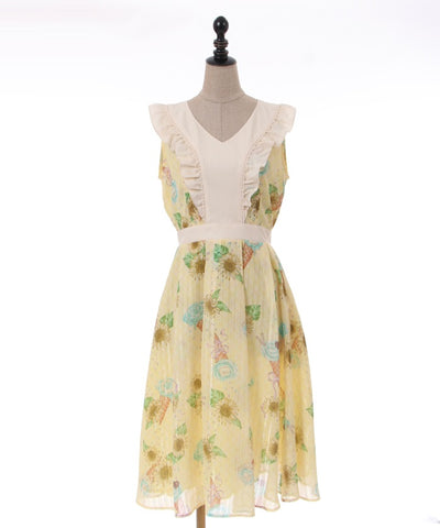 Sunflower & Ice Cream Summer Dress