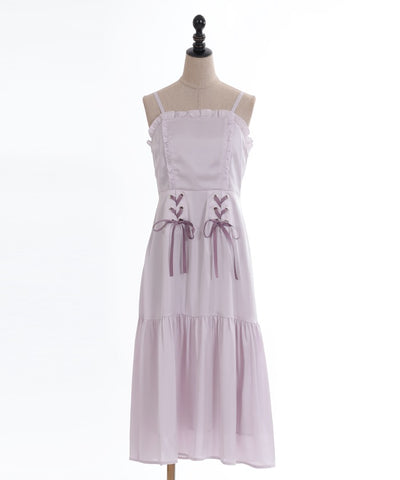Lace-Up Long Camisole Dress