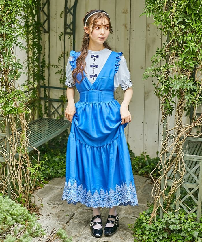 Playing Cards Embroidery Pinafore Dress