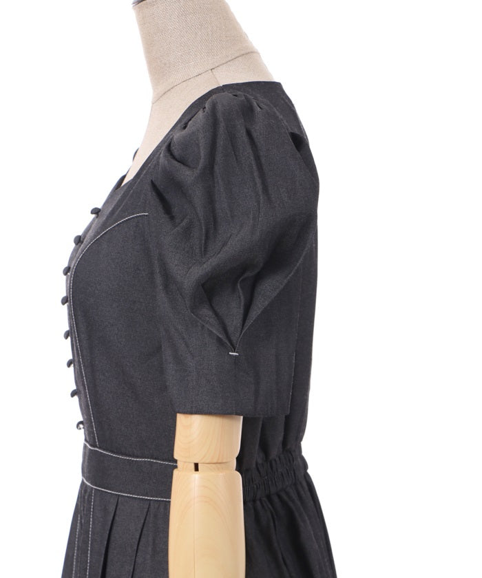 Power Shoulder Short-Sleeved Dress