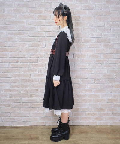 Nun Design Dress with Embroidery Collar