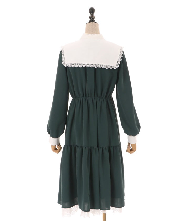 Nun Design Dress with Embroidery Collar