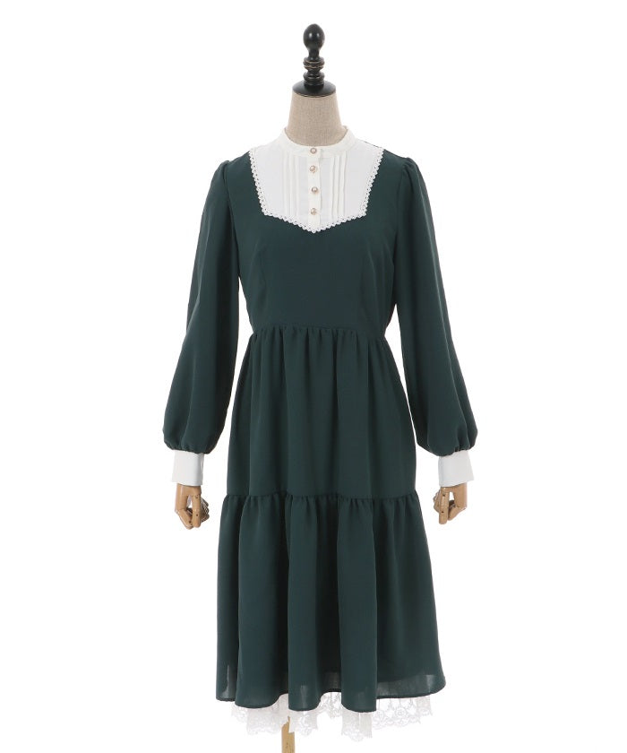 Nun Design Dress with Embroidery Collar