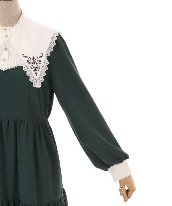 Nun Design Dress with Embroidery Collar