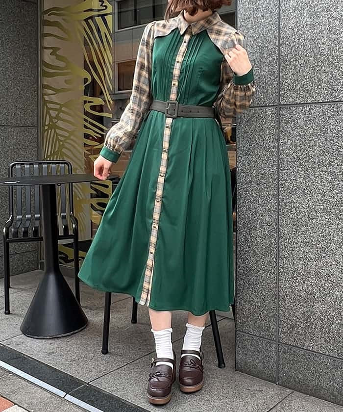Check Bicolor Dress