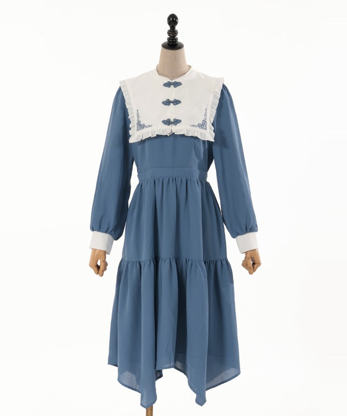 Chinese Button Embroidery Collar Dress