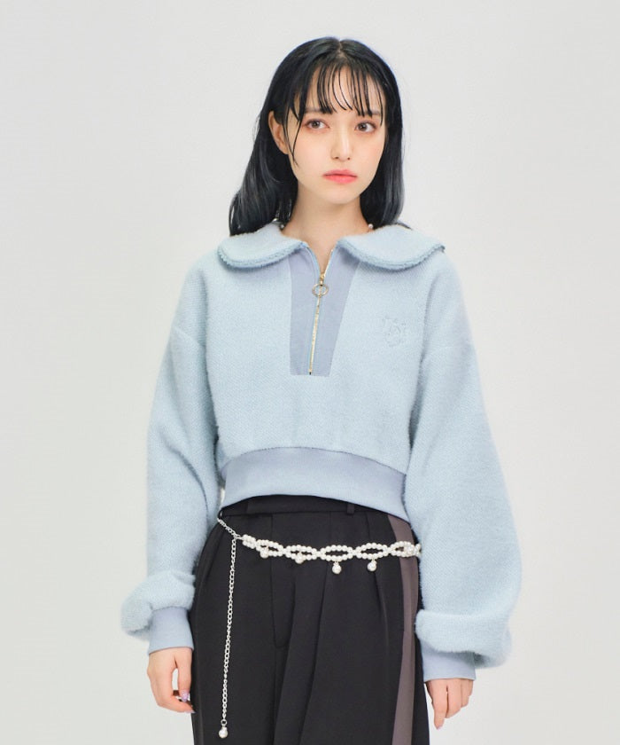 Chenille Knit Style Cropped Pullover