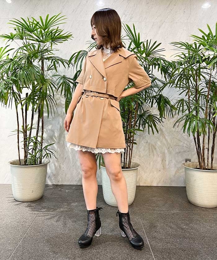 2-Way Big Collar Short-Sleeved Jacket