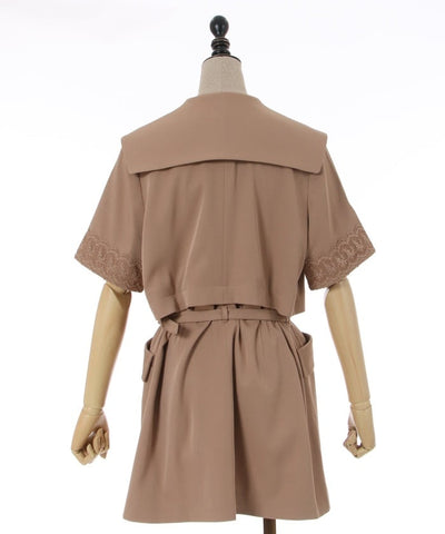 2-Way Big Collar Short-Sleeved Jacket