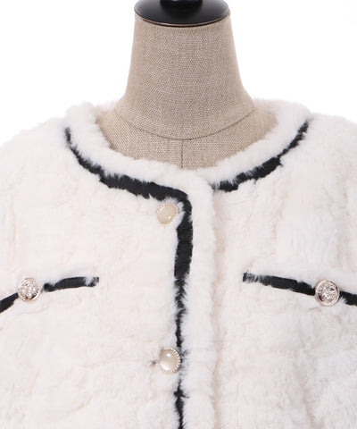 Ribbon Design Fur Jacket