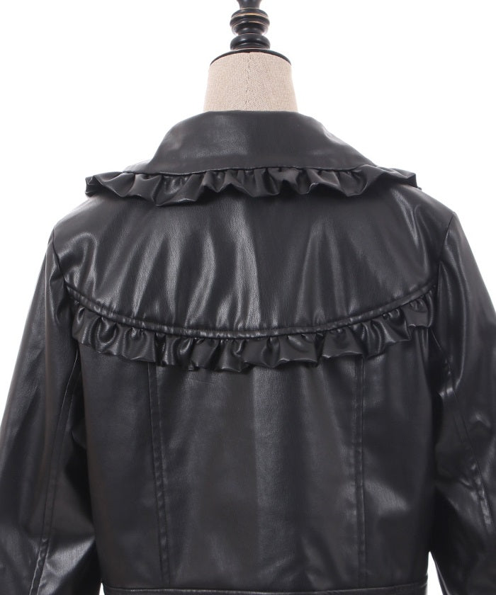 Frill Faux Leather Rider Jacket – axes femme from JAPAN