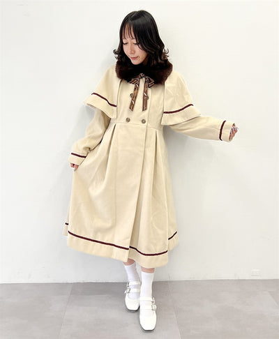 Fur Collar Cape Long Coat (Pre-order)