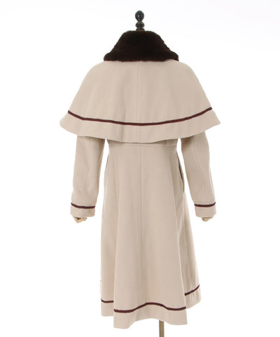 Fur Collar Cape Long Coat (Pre-order)