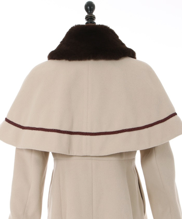 Fur Collar Cape Long Coat (Pre-order)