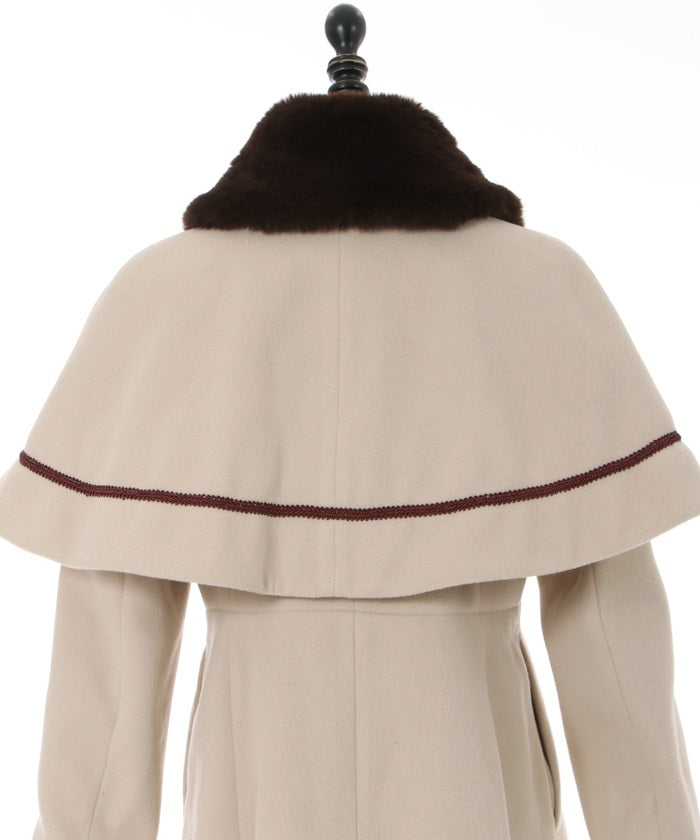 Fur Collar Cape Long Coat