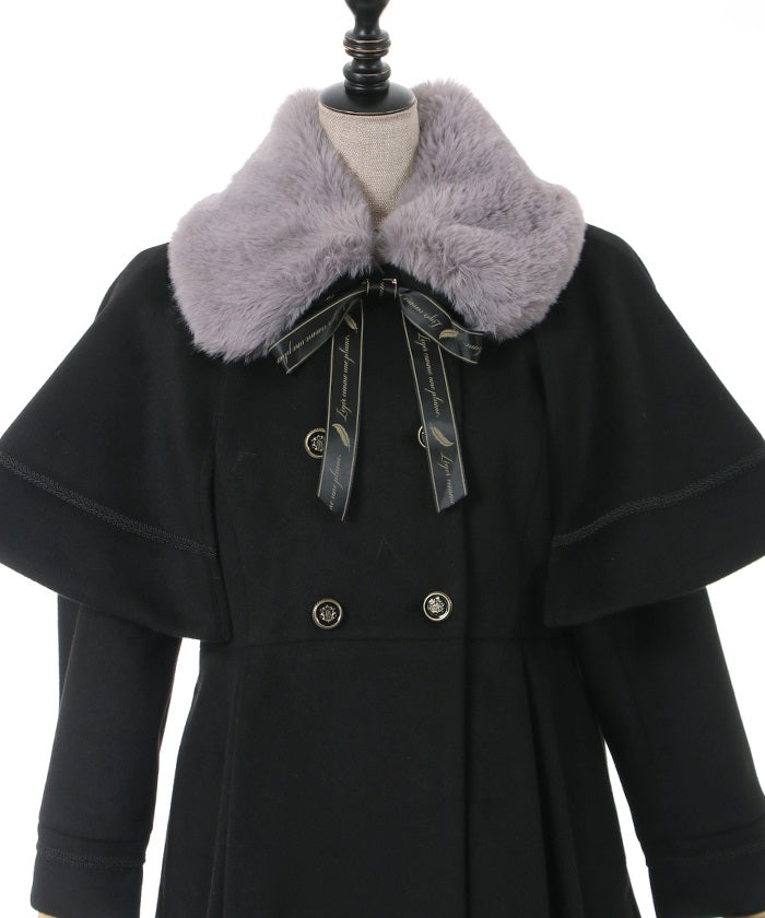 Fur Collar Cape Long Coat (Pre-order)