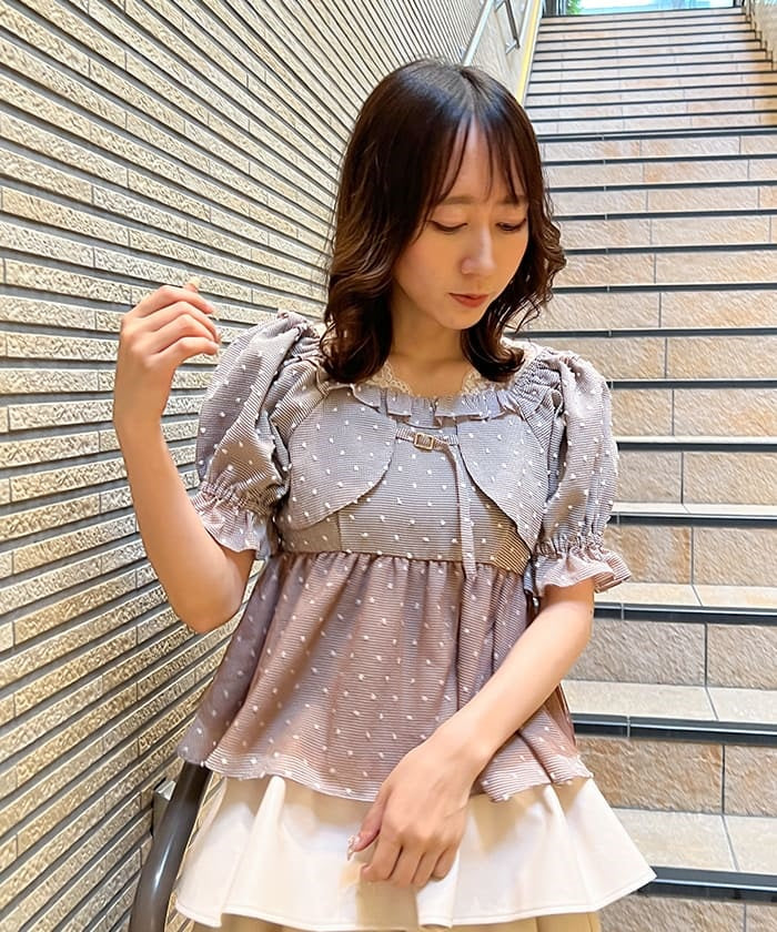 Dotted Peplum Design Blouse