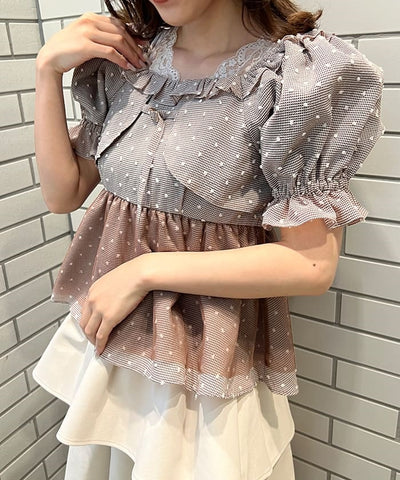Dotted Peplum Design Blouse