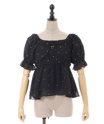 Dotted Peplum Design Blouse