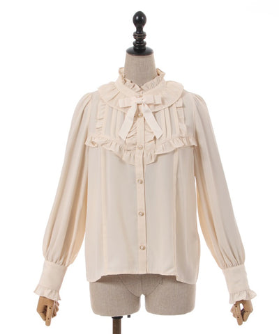 Stand Collar Frill Blouse