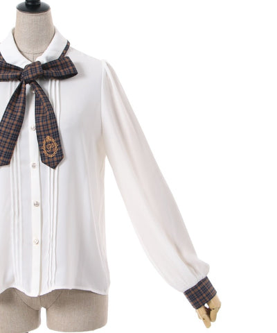 Blouse with Embroidery Ribbon Tie