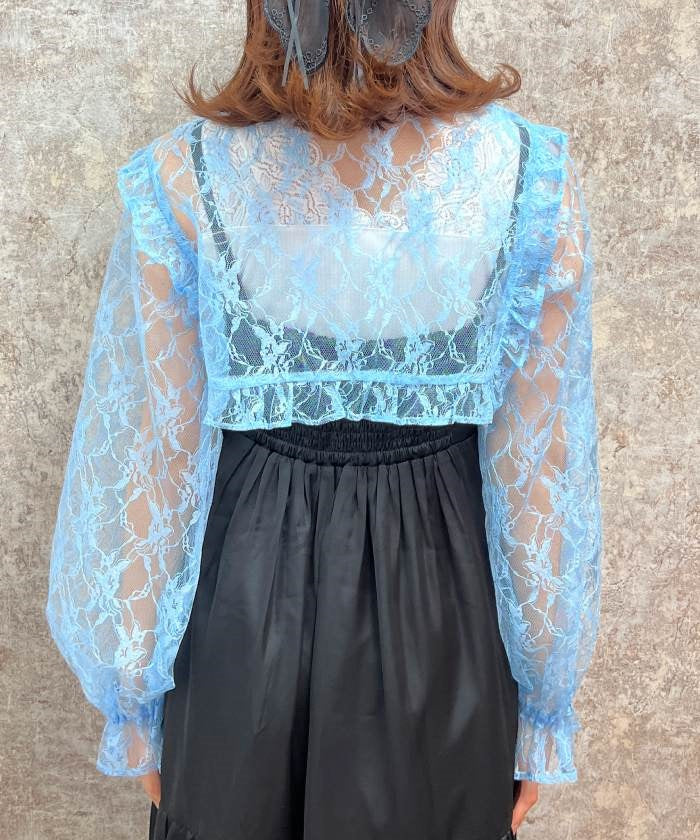 Sheer Lace Cropped Blouse