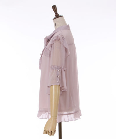 Sheer Frill Bowtie Blouse
