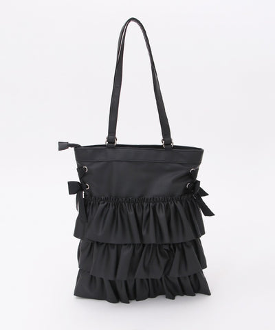 Faux Leather Frill Tote Bag