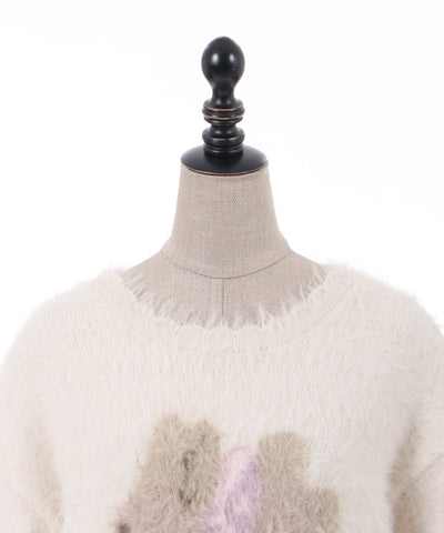 Heart Ribbon Bunny Knit Pullover