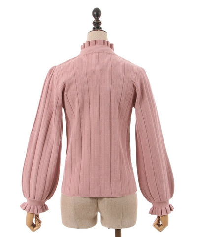 Knit Pullover With Chiffon Bowtie