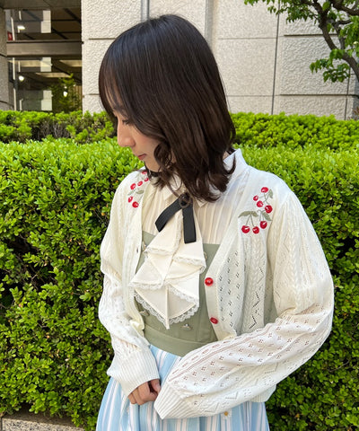 Cherry Embroidery Knit Cardigan