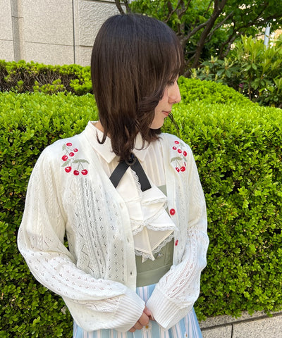 Cherry Embroidery Knit Cardigan