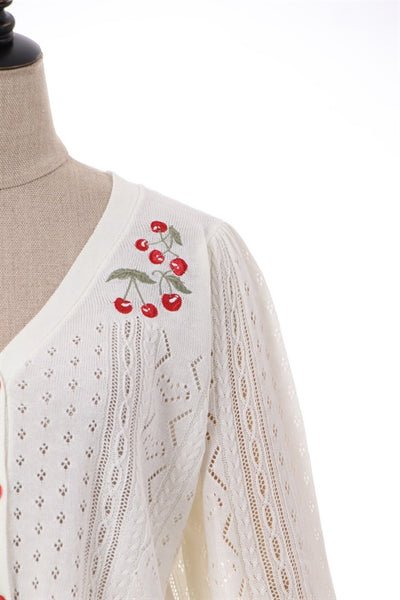 Cherry Embroidery Knit Cardigan