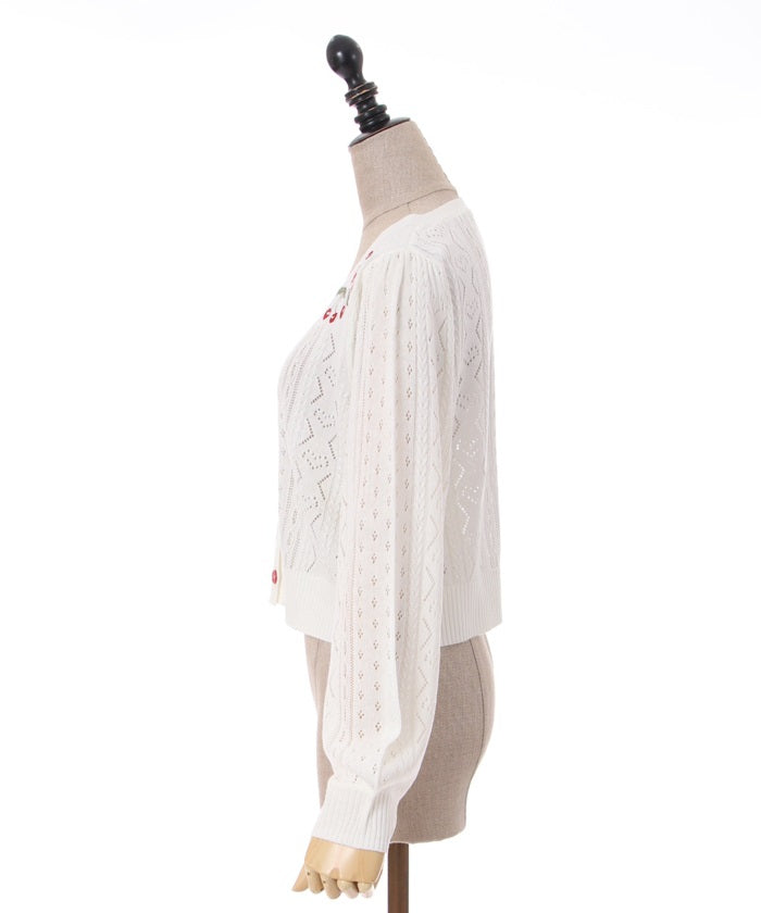 Cherry Embroidery Knit Cardigan