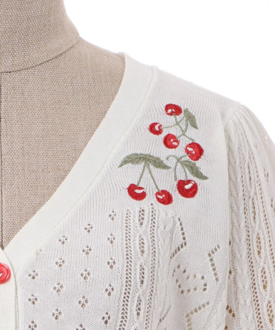 Cherry Embroidery Knit Cardigan