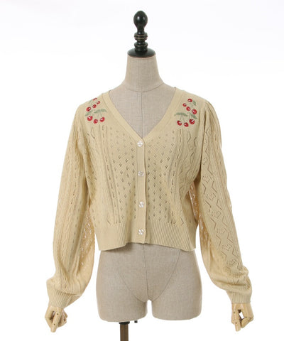 Cherry Embroidery Knit Cardigan