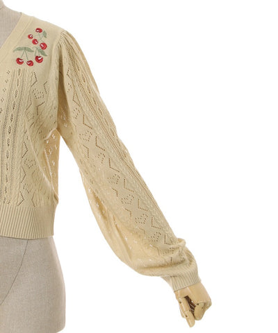 Cherry Embroidery Knit Cardigan