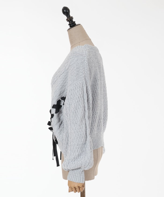 Lace-up Velour Mall Cardigan