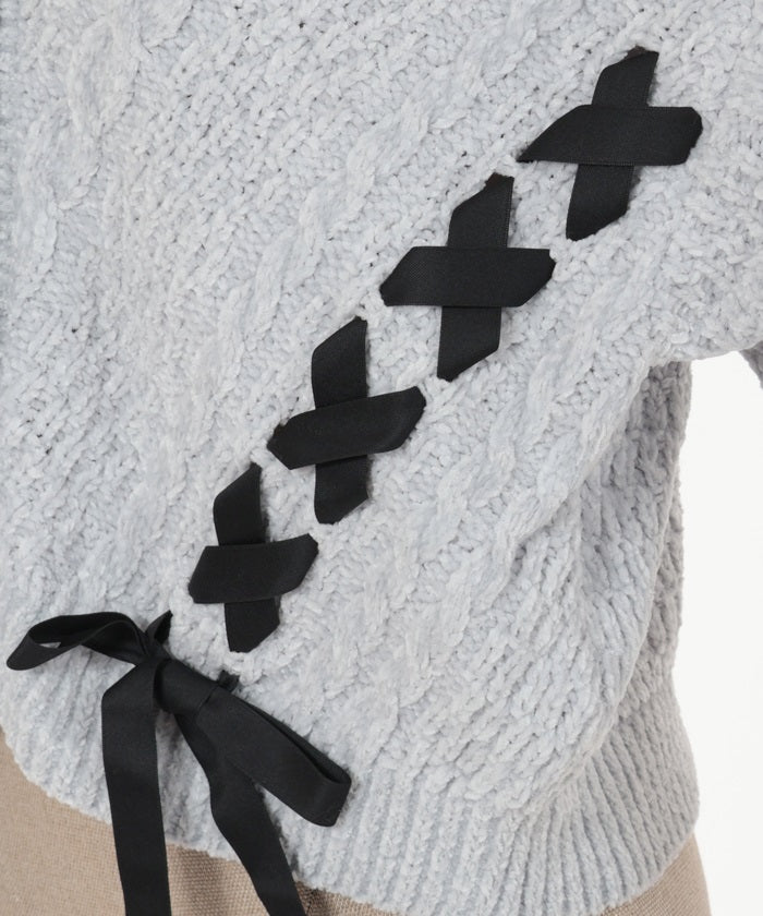 Lace-up Velour Mall Cardigan