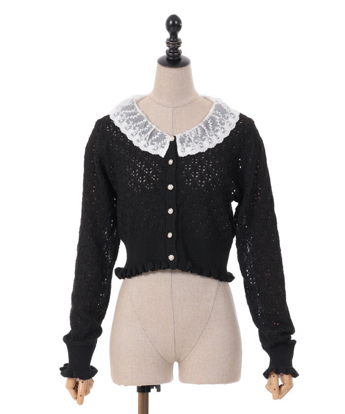 Lace Frill Collar Knit Cardigan – axes femme from JAPAN
