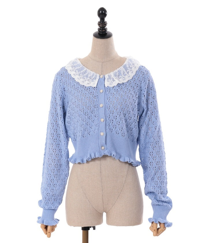 Lace Frill Collar Knit Cardigan – axes femme from JAPAN