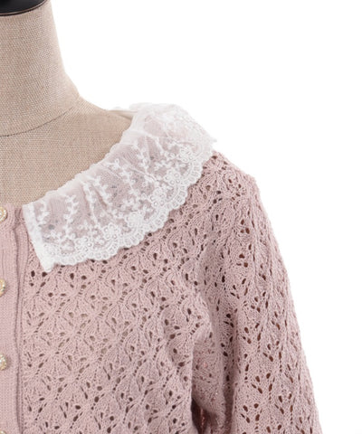 Lace Frill Collar Knit Cardigan