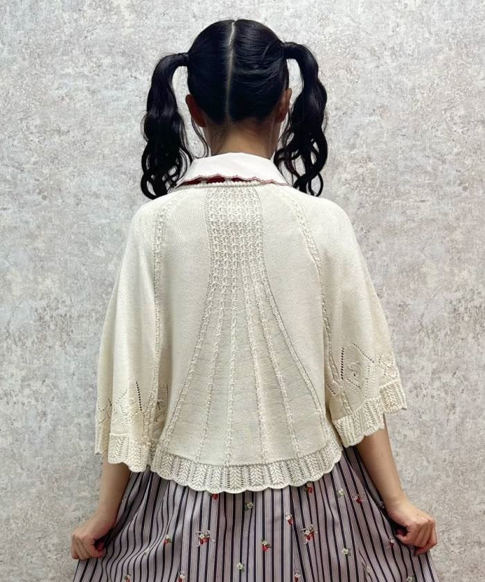 Strawberry Embroidery Knit Cape