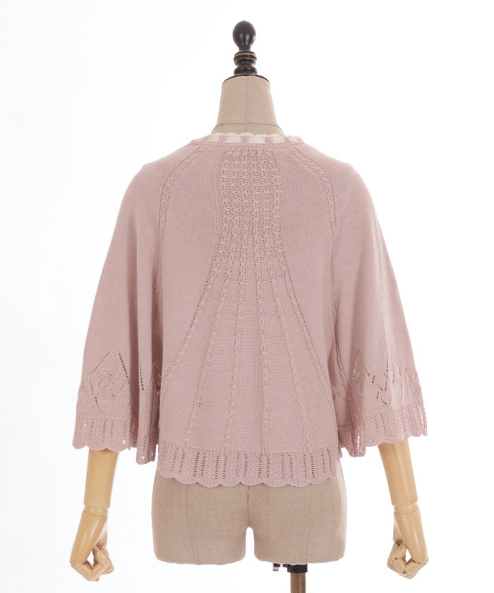 Strawberry Embroidery Knit Cape