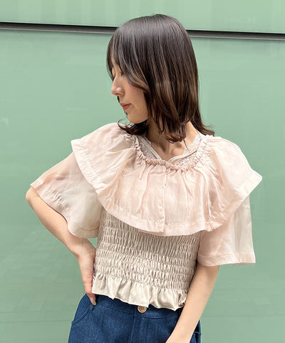 Sheer Frill Cut & Sew Pullover