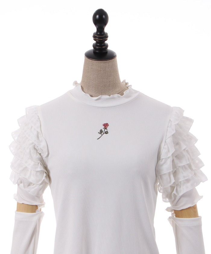 Frill Sleeve Pullover with Arm Sleeves