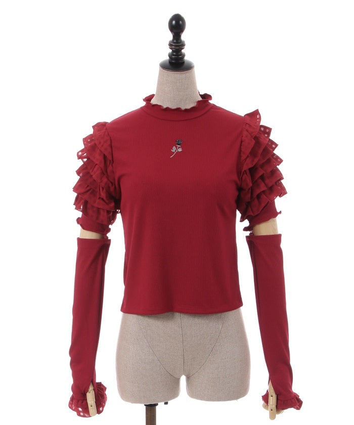 Frill Sleeve Pullover with Arm Sleeves